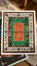 The Court from Above, printed on cotton paper, on linen.